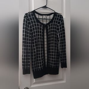 Halogen Black and White Checkered Cardigan